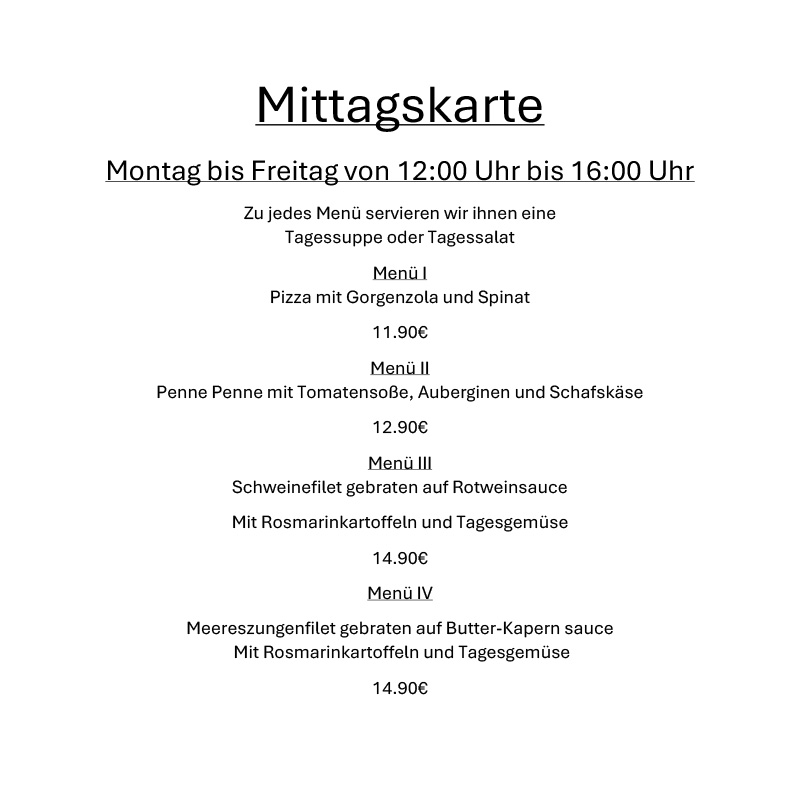 Ristorante Avellino Berlin - Pankow Mittagskarte