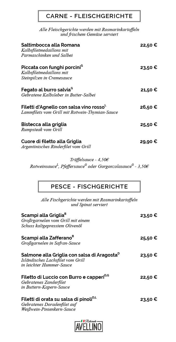 Ristorante Avellino Berlin - Pankow Speisekarte 5